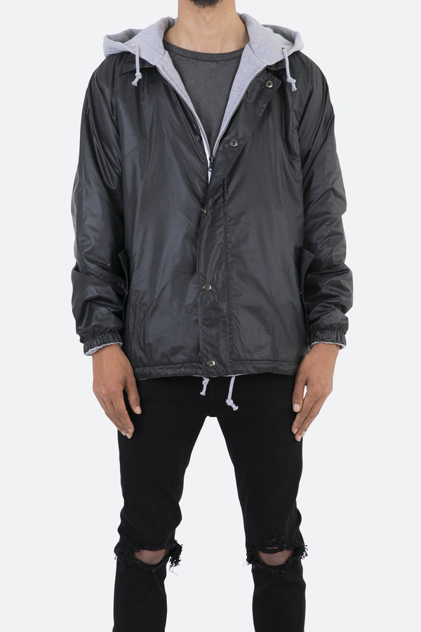 MNML Men's Hooded Coaches Jacket - Black/Grey