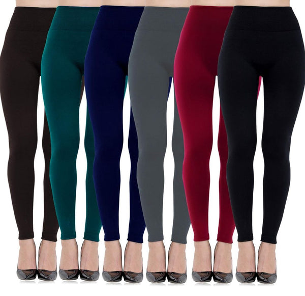 6 PACK Rither Women's Fleece Lined Leggings. High Waist, Ultra Soft,Ankle Length