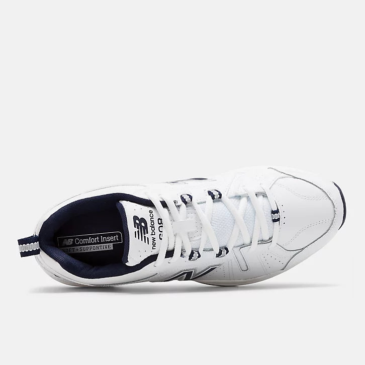 New Balance Men's 608 V5 Casual Comfort Cross Trainer Sneaker Shoes- White/Navy