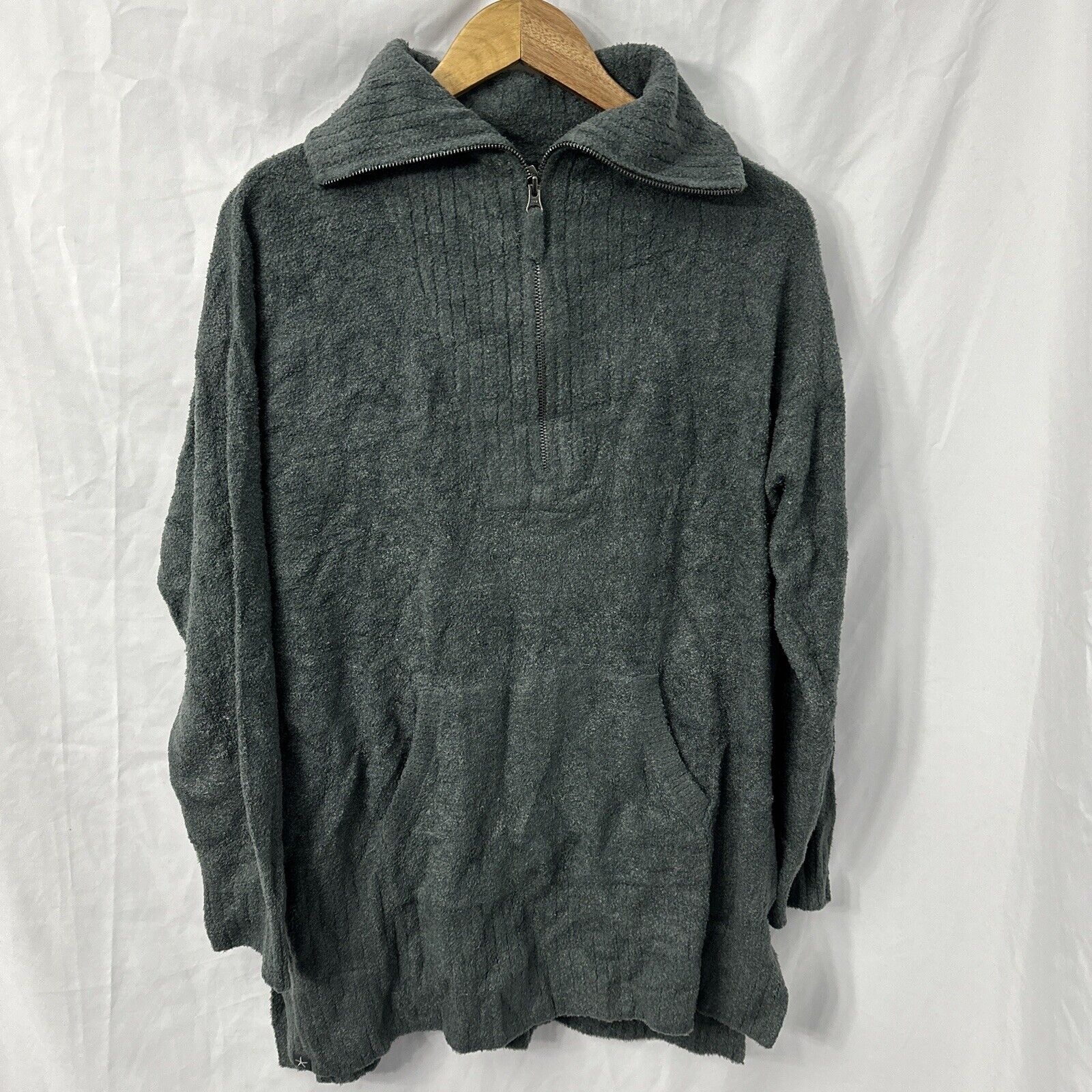 Barefoot Dreams Women's CozyChic Cable Half-Zip Pullover Gray